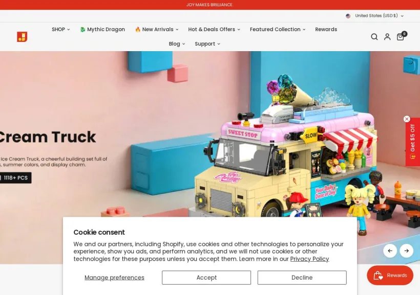Schermata della pagina offerta di JMBricklayer