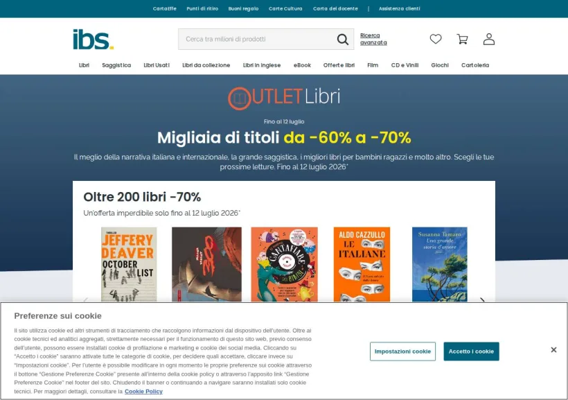 Schermata della pagina offerta di IBS