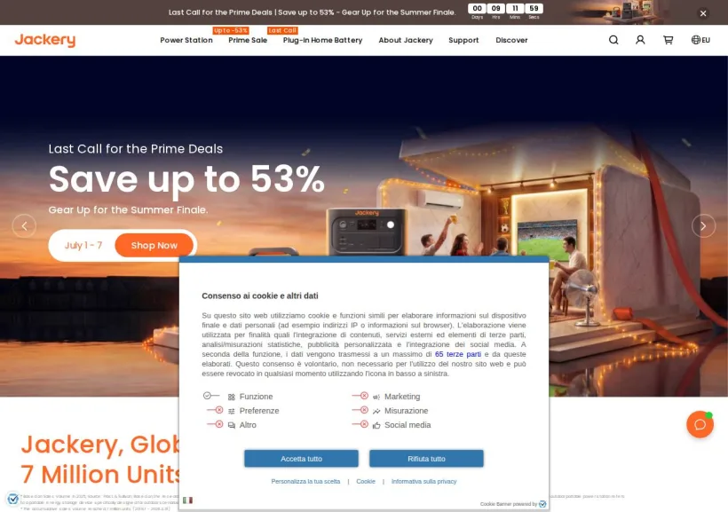 Schermata della pagina offerta di Jackery