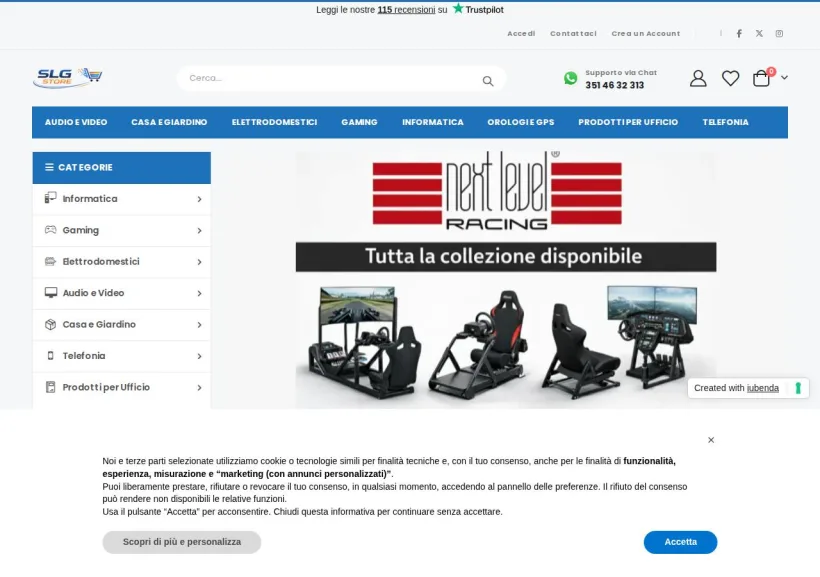 Schermata della pagina offerta di SLG Store 