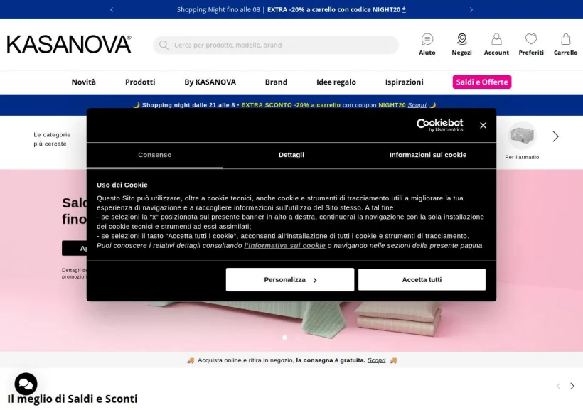 Schermata della pagina offerta di Kasanova