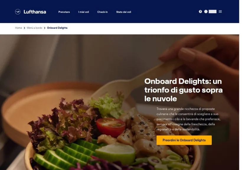 Schermata della pagina offerta di Lufthansa