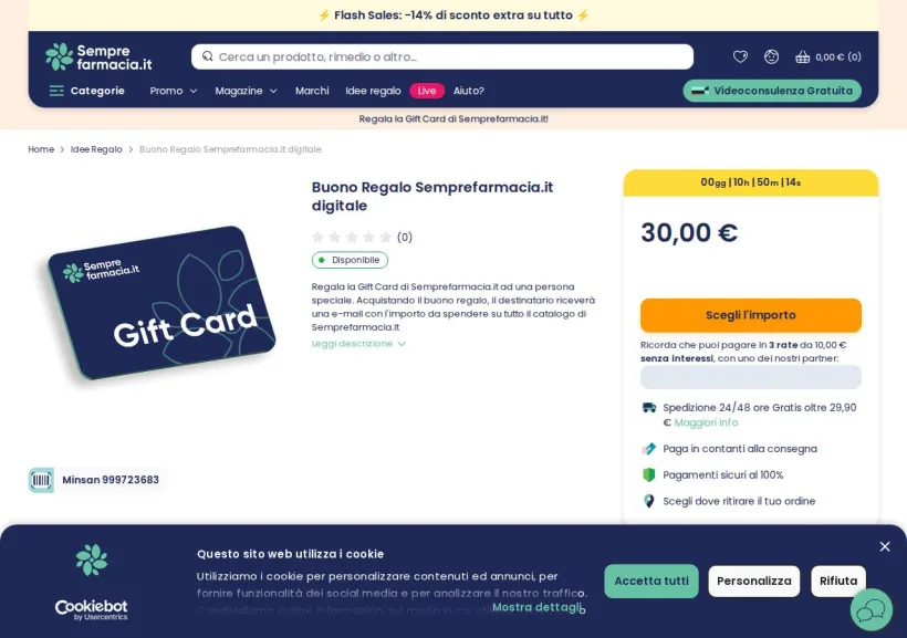 Schermata della pagina offerta di Semprefarmacia