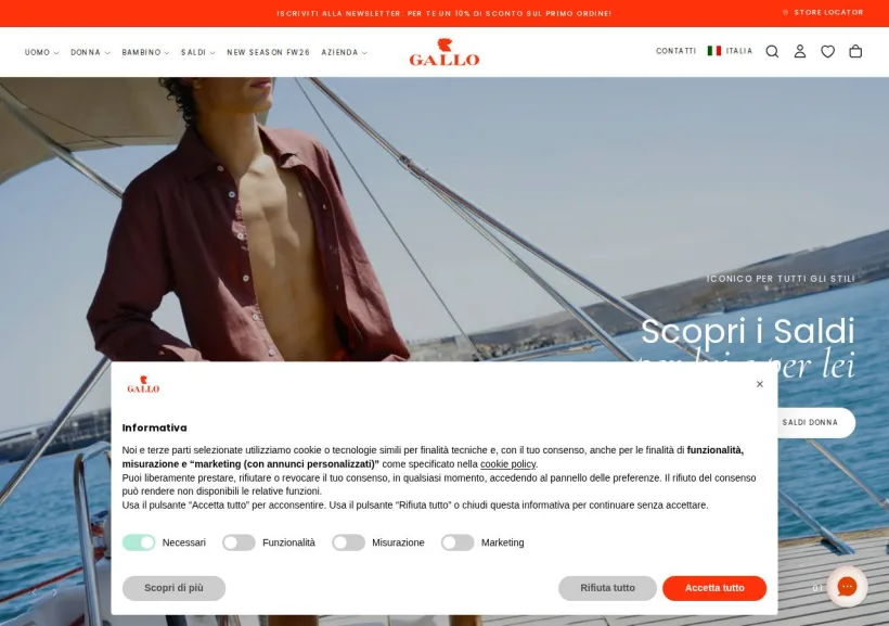 Schermata della pagina offerta di Gallo
