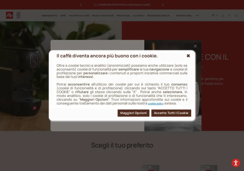 Schermata della pagina offerta di Illy