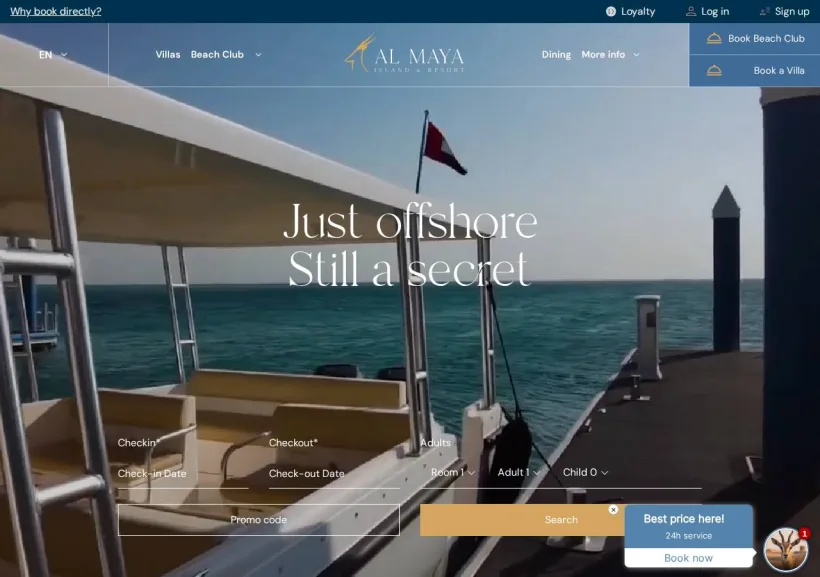 Schermata della pagina offerta di Al Maya Island and Resort