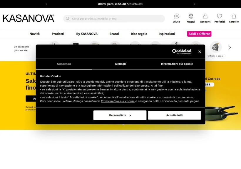 Schermata della pagina offerta di Kasanova
