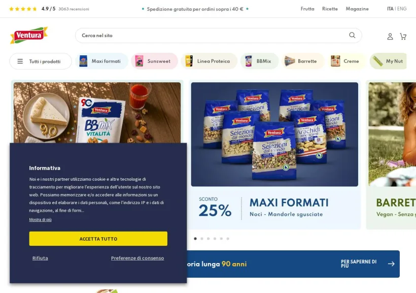 Schermata della pagina offerta di MadiVentura