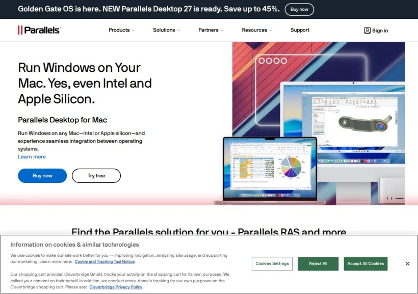 Schermata della pagina offerta di Parallels.com