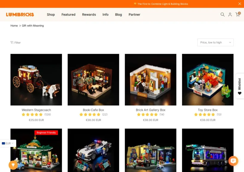 Schermata della pagina offerta di Lumibricks
