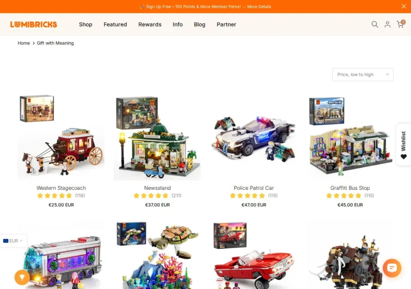 Schermata della pagina offerta di Lumibricks