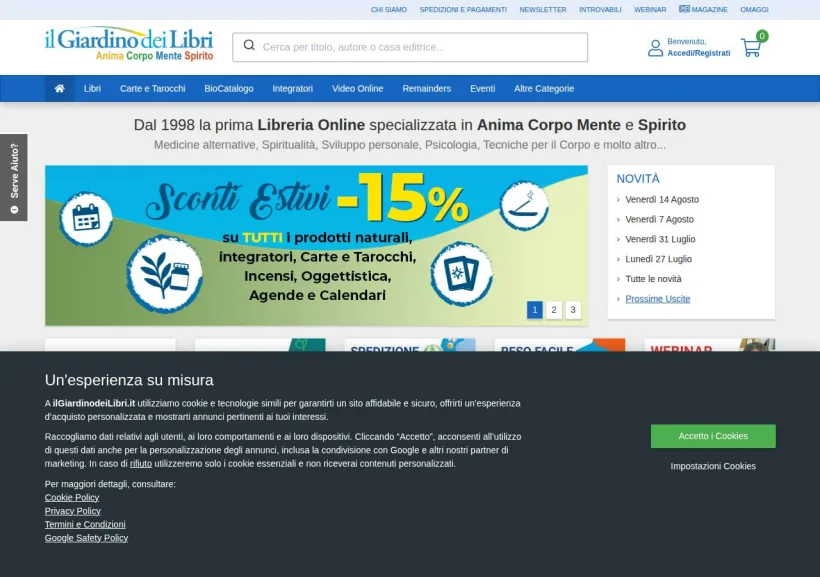 Schermata della pagina offerta di Il Giardino dei Libri
