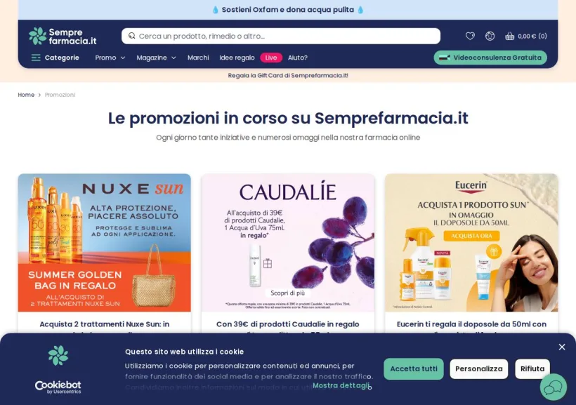 Schermata della pagina offerta di Semprefarmacia