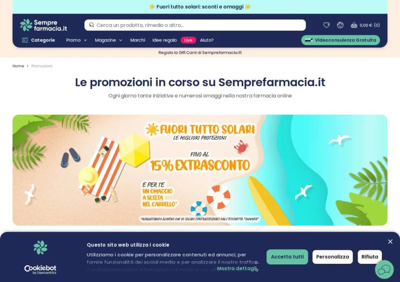 Schermata della pagina offerta di Semprefarmacia