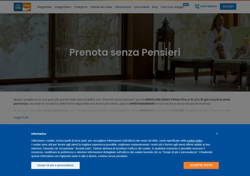 Schermata della pagina offerta di Eurospin Viaggi