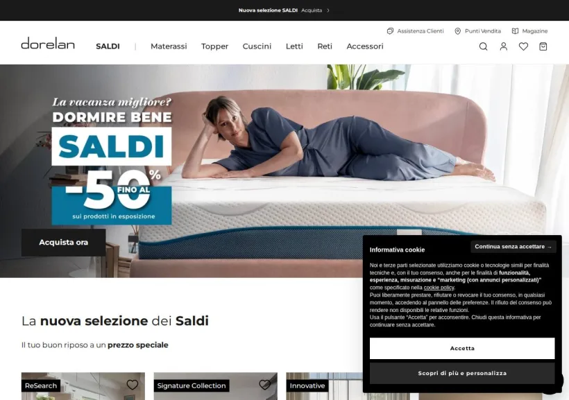 Schermata della pagina offerta di Dorelan