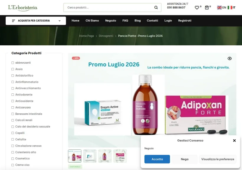 Schermata della pagina offerta di L'Erboristeria Monreale