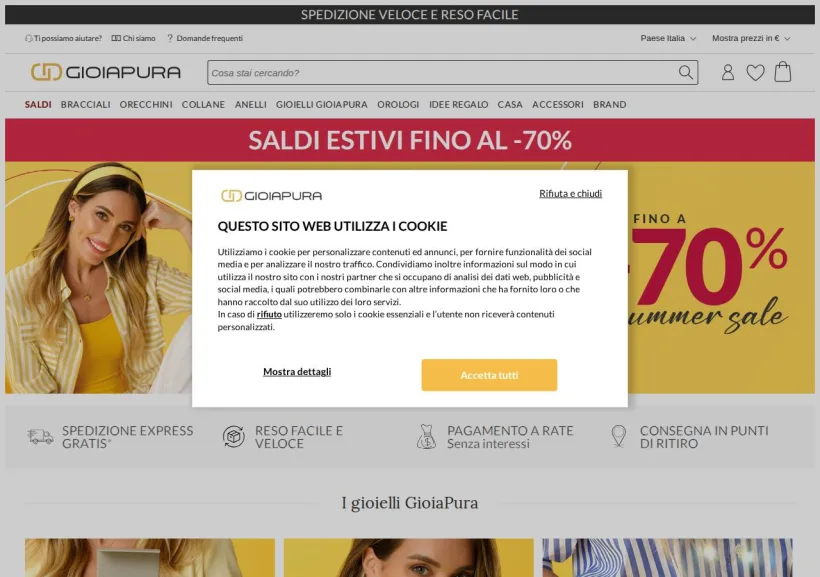 Schermata della pagina offerta di GioiaPura