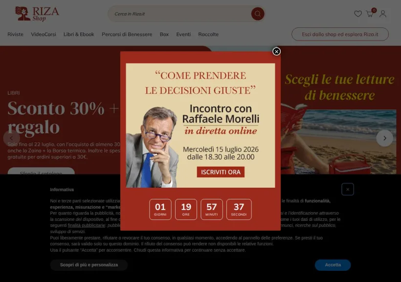 Schermata della pagina offerta di Edizioni Riza 