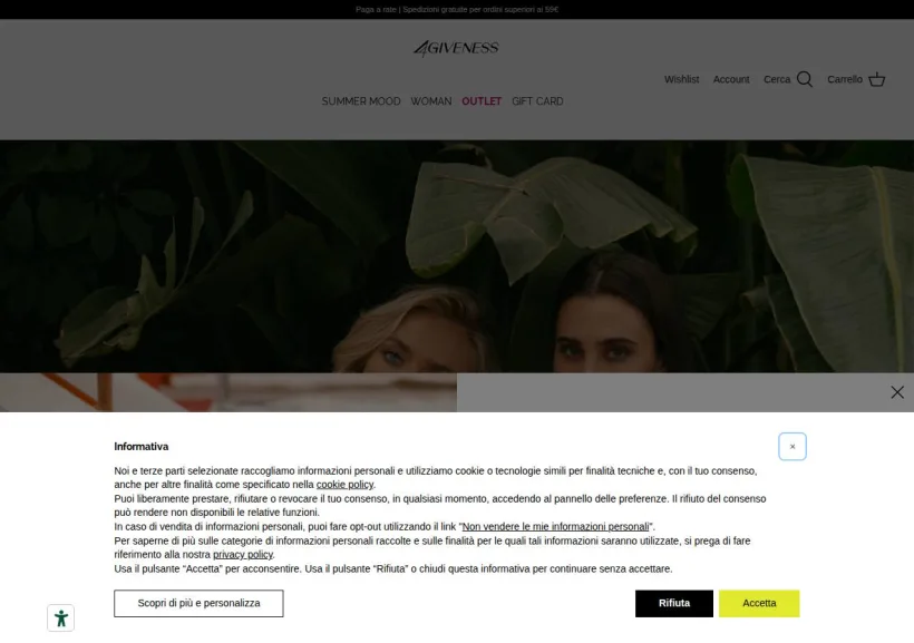 Schermata della pagina offerta di 4giveness