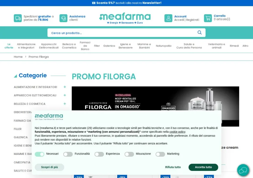 Schermata della pagina offerta di MeaFarma