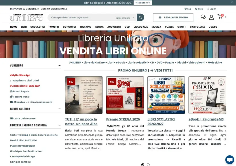 Schermata della pagina offerta di Unilibro