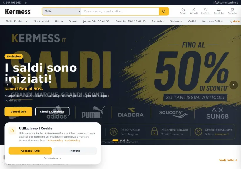 Schermata della pagina offerta di Kermess