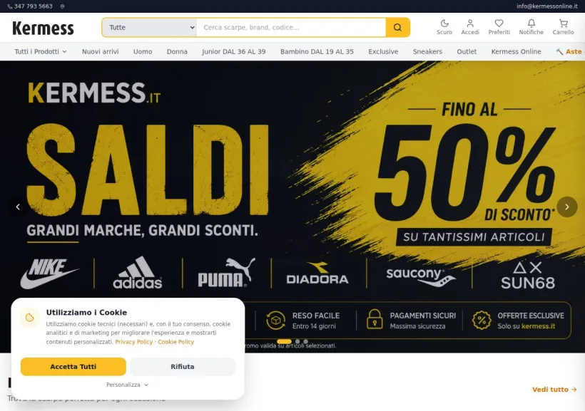 Schermata della pagina offerta di Kermess