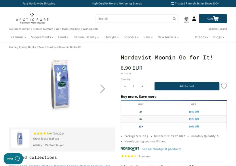 Schermata della pagina offerta di Arctic Pure - Italy
