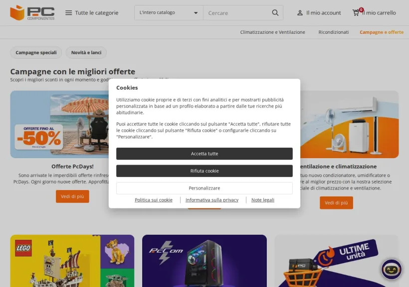 Schermata della pagina offerta di Pc Componentes