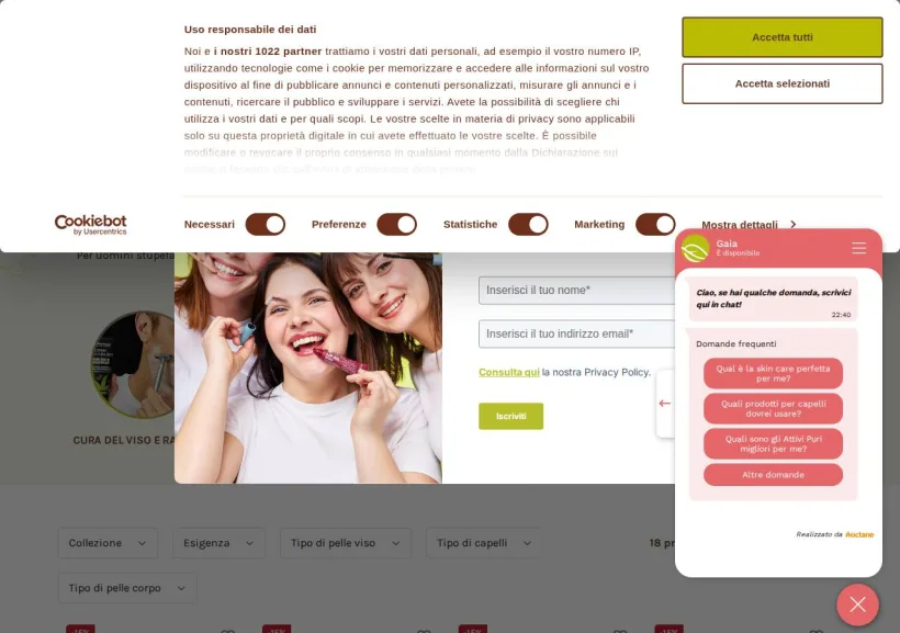 Schermata della pagina offerta di La Saponaria