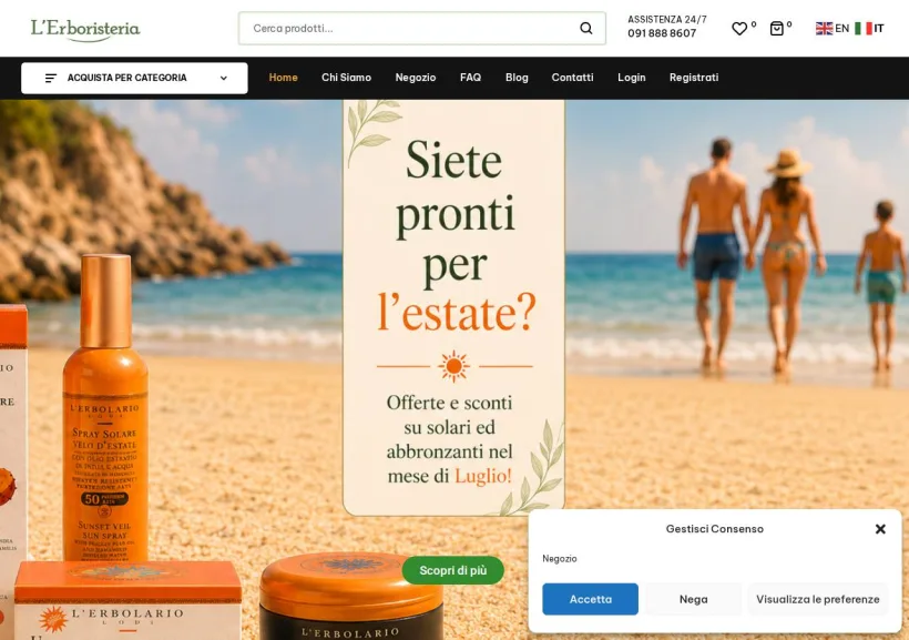 Schermata della pagina offerta di L'Erboristeria Monreale
