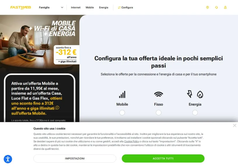 Schermata della pagina offerta di Fastweb