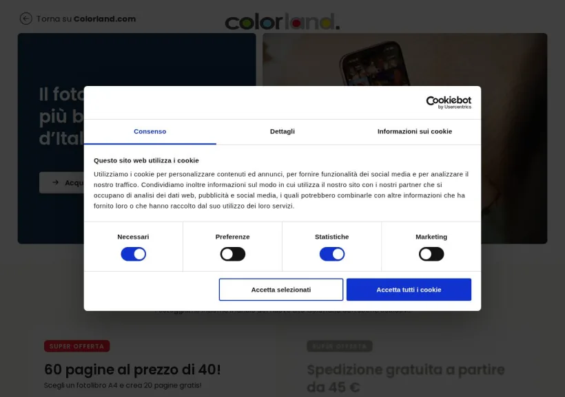 Schermata della pagina offerta di Colorland