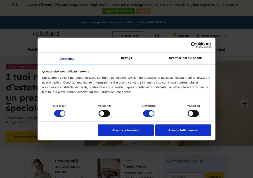 Schermata della pagina offerta di Colorland