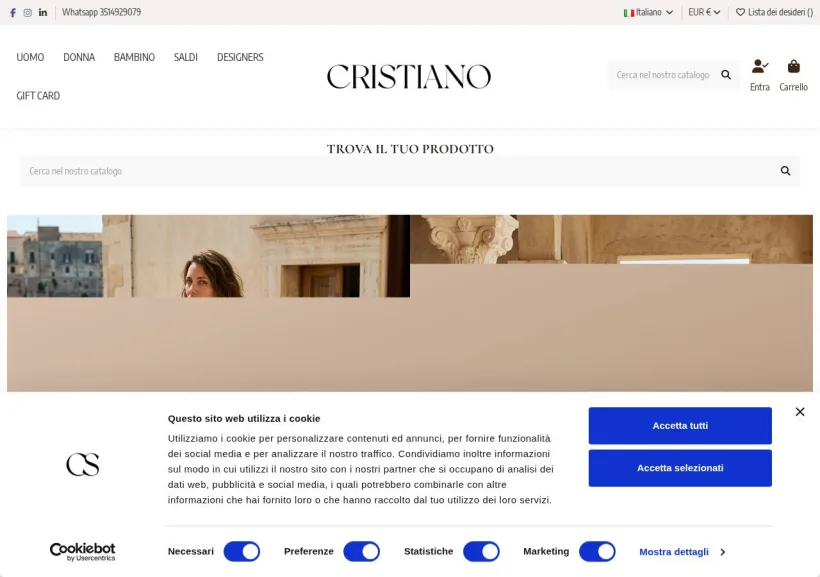 Schermata della pagina offerta di Cristiano Calzature