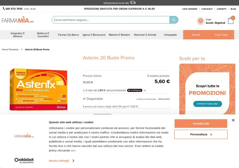 Schermata della pagina offerta di Farmamia