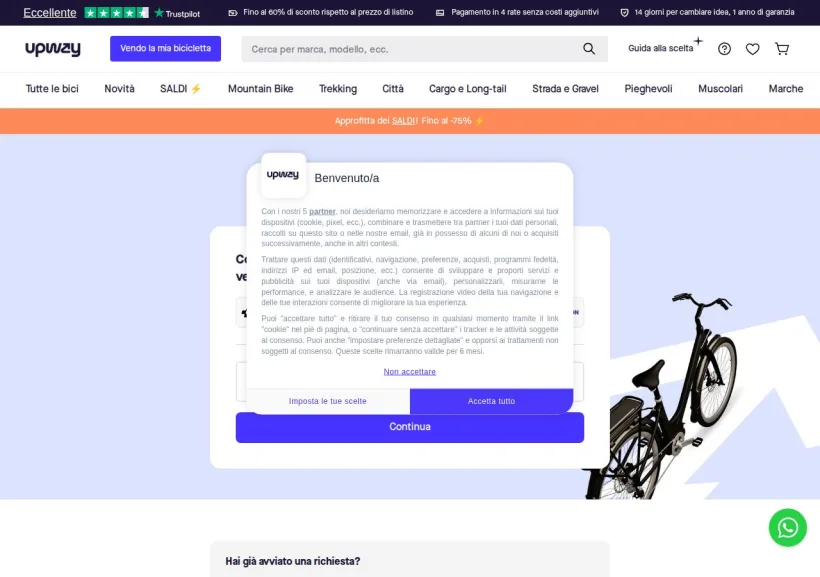 Schermata della pagina offerta di Upway Italia