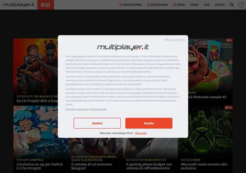Schermata della pagina offerta di MultiPlayer