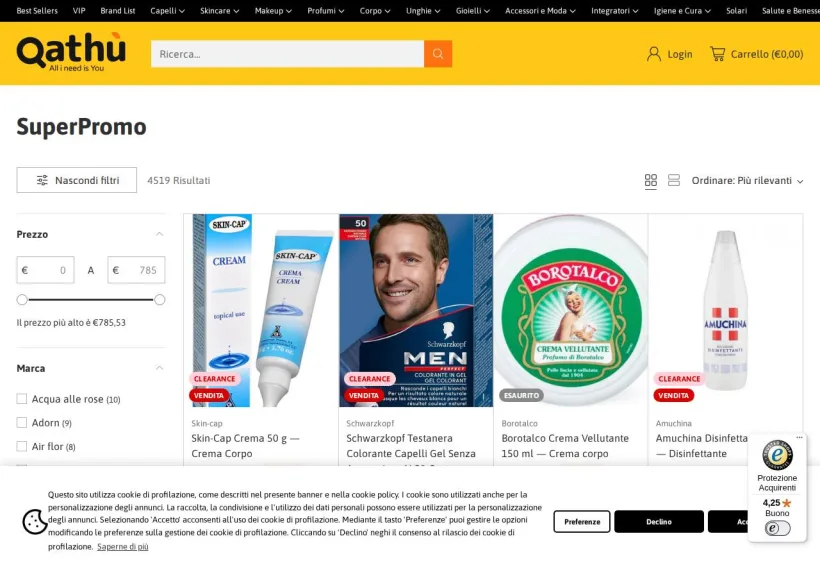 Schermata della pagina offerta di Qathu
