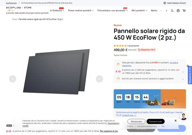 Schermata della pagina offerta di EcoFlow Italia