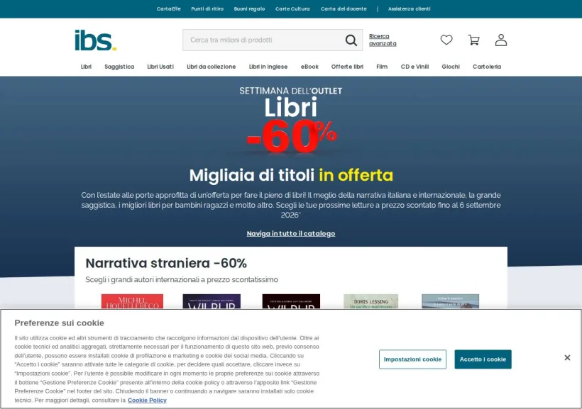 Schermata della pagina offerta di IBS