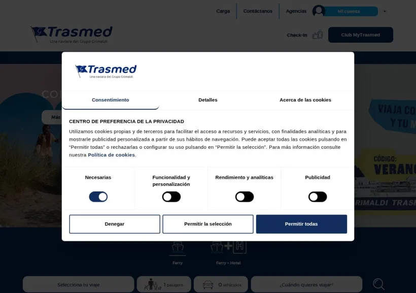 Schermata della pagina offerta di TRASMED