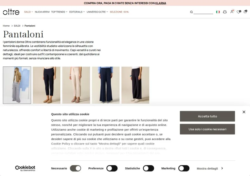 Schermata della pagina offerta di Oltre