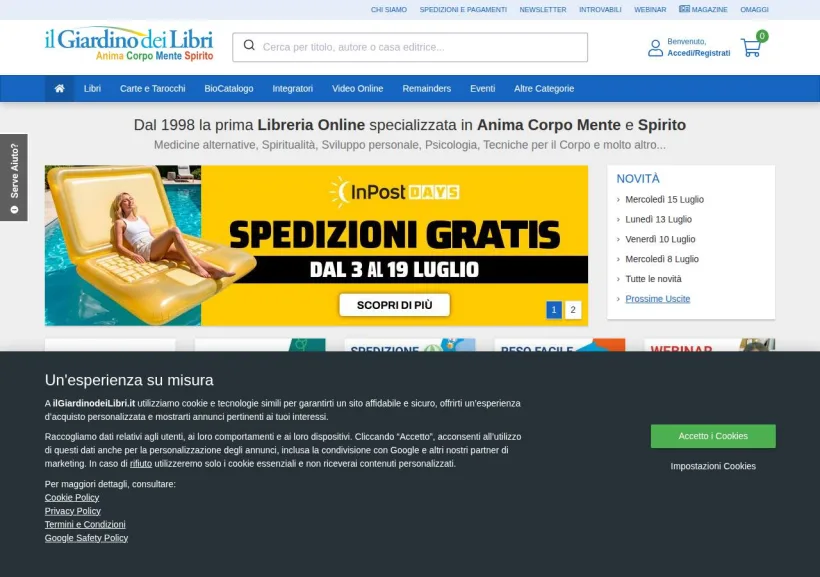 Schermata della pagina offerta di Il Giardino dei Libri