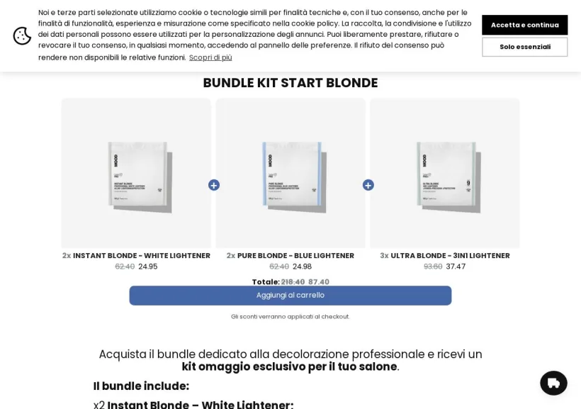 Schermata della pagina offerta di Mood