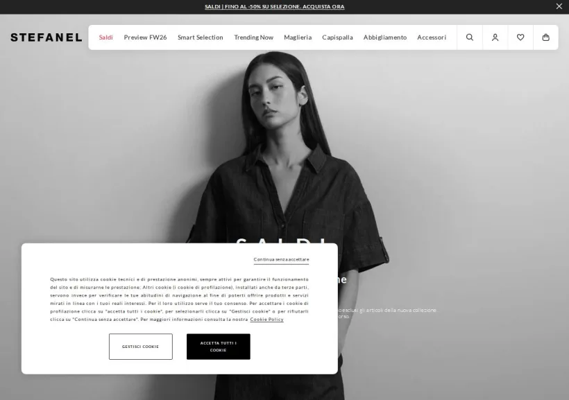 Schermata della pagina offerta di Stefanel