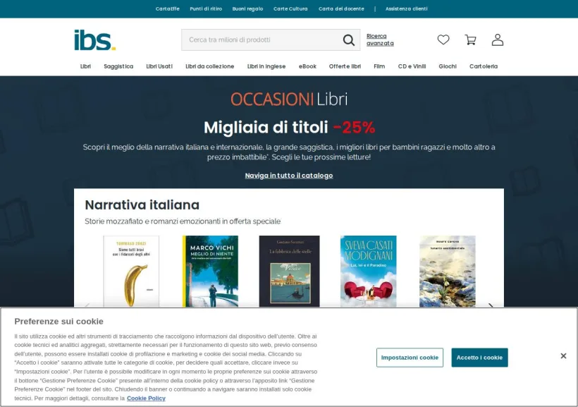 Schermata della pagina offerta di IBS