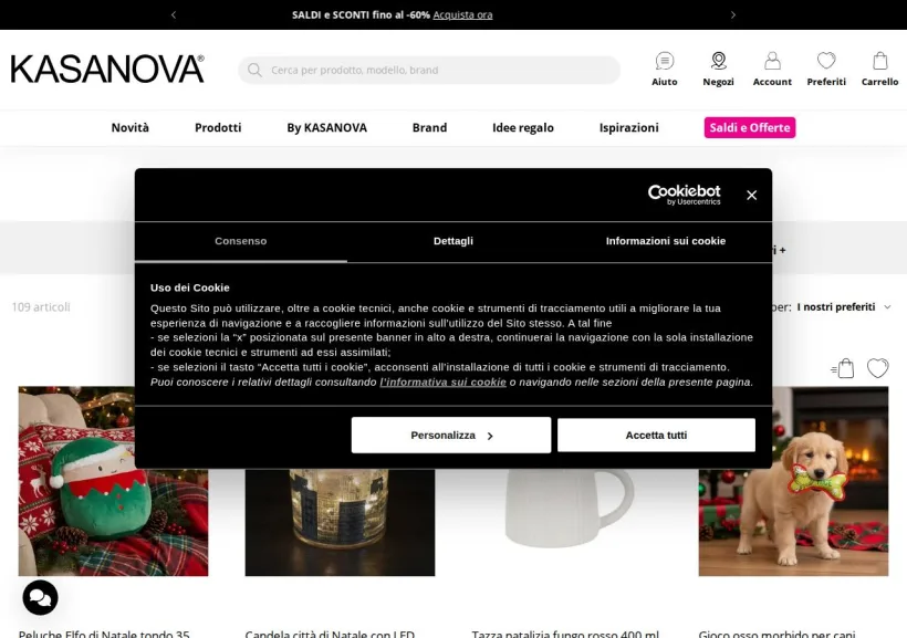 Schermata della pagina offerta di Kasanova