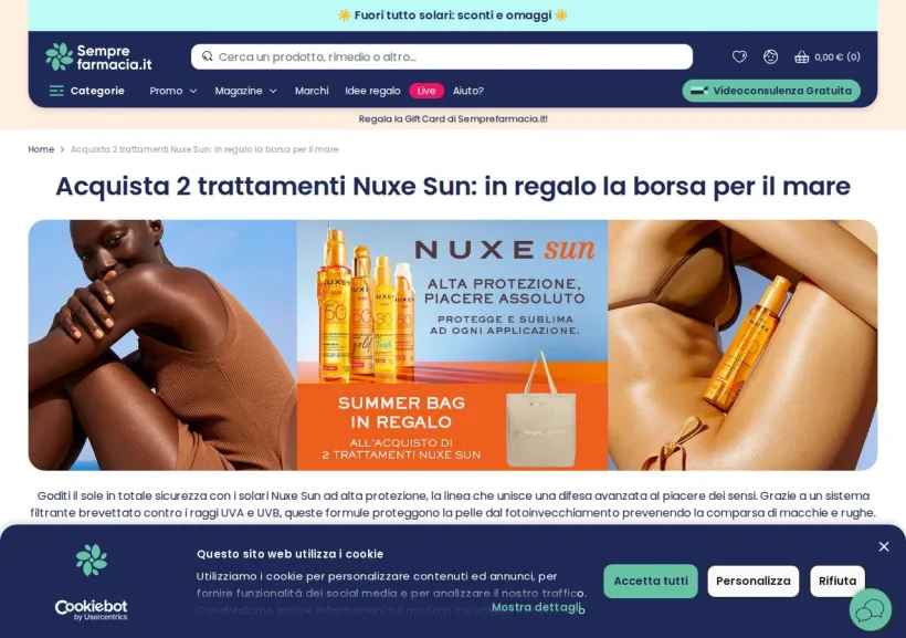 Schermata della pagina offerta di Semprefarmacia